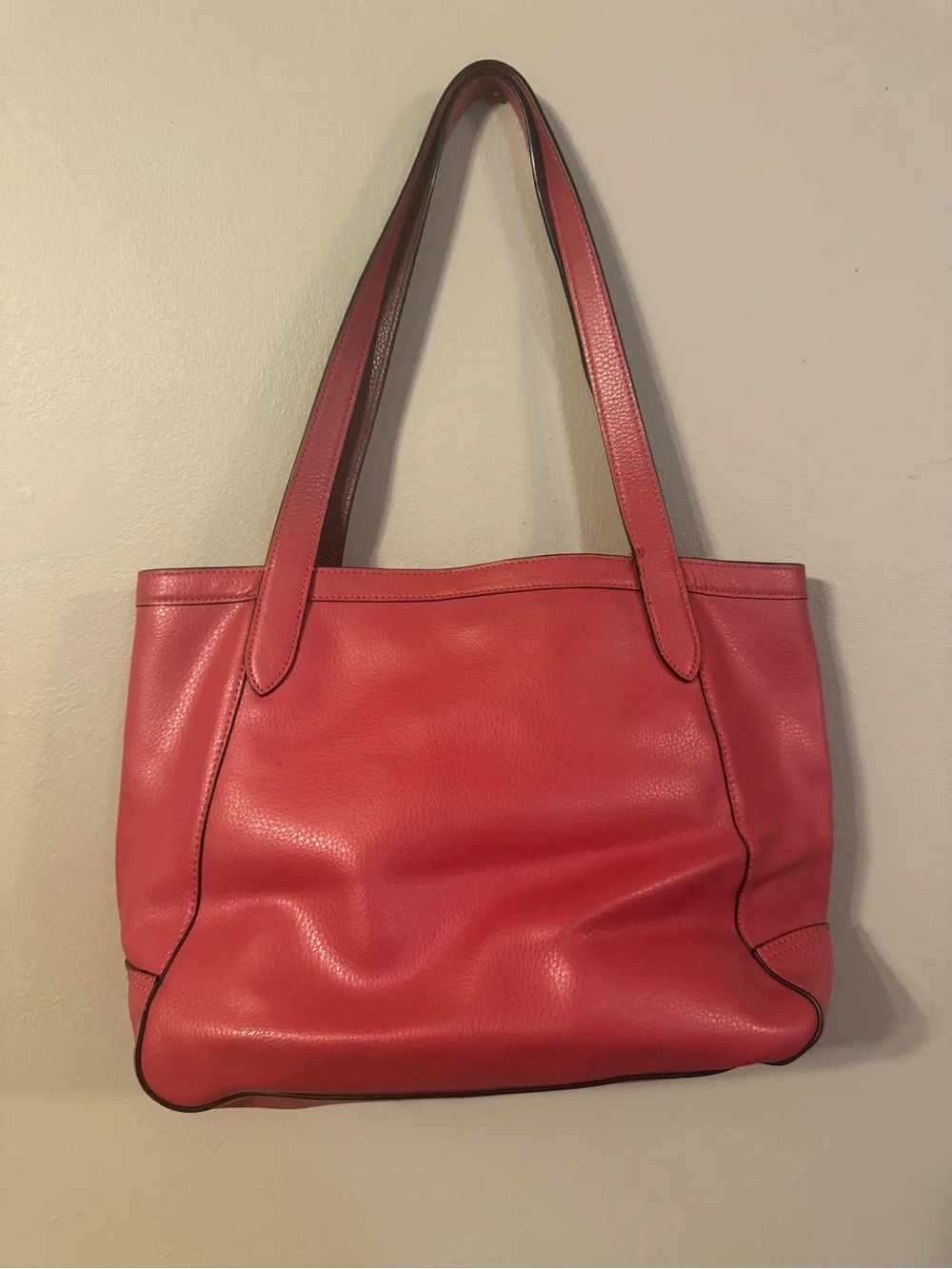 COACH Red Leather Tote Bag with Signature Coach Logo